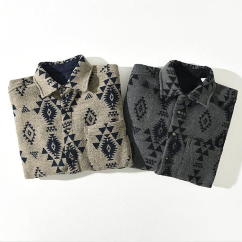 Jaxon — Men's Cashmere Blend Jacket with Geometric Western Design (Gray S) - | Zavonix