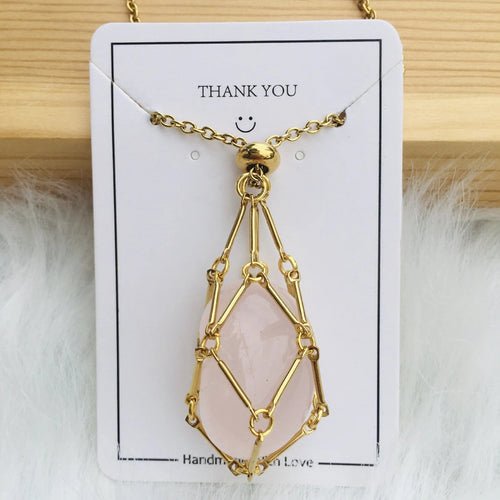 Jewelance Adjustable Necklace | Interchangeable Crystal Cage, Hypoallergenic Copper