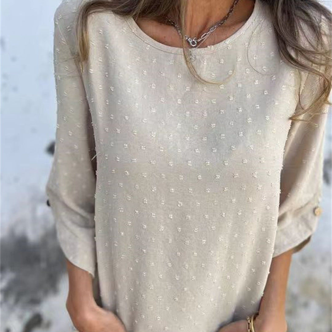 Juniper Textured Round Neck Polyester Jacquard Top Product Image 01