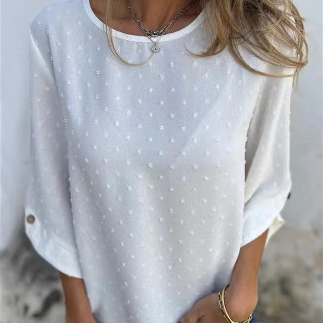 Juniper Textured Round Neck Polyester Jacquard Top Product Image 02
