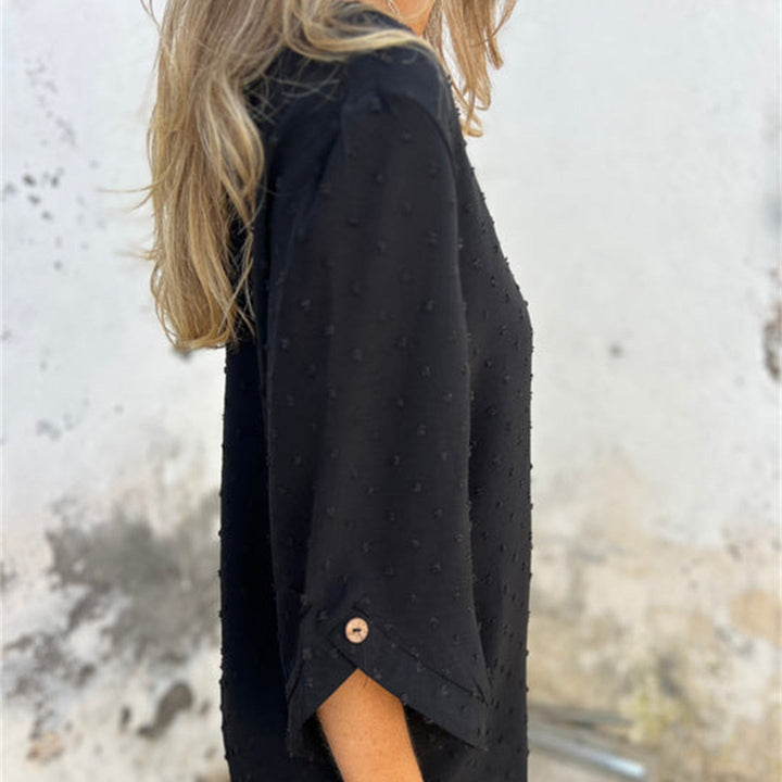 Juniper Textured Round Neck Polyester Jacquard Top Product Image 06