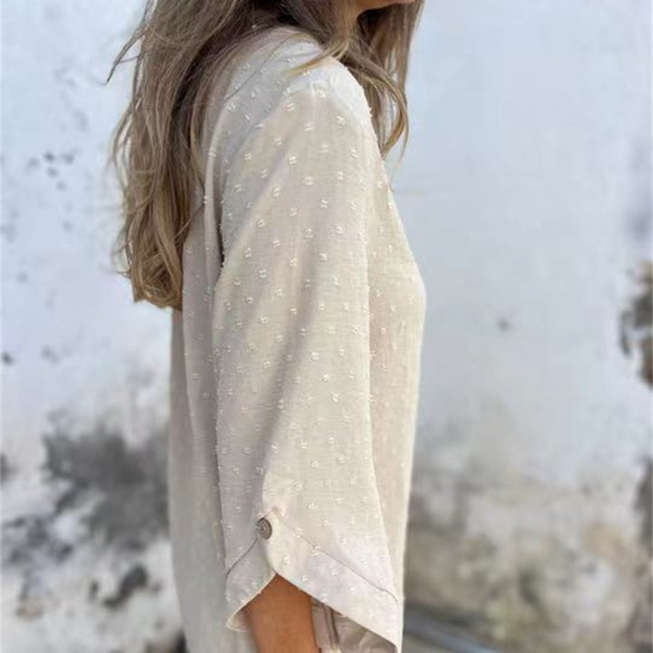 Juniper Textured Round Neck Polyester Jacquard Top Product Image 08