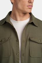 Kalenar — Men's Tailored Stretch Twill Overshirt with Chest Pockets (Army Green S) - Sweater | Zavonix