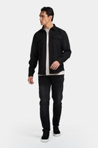 Kalenar — Men's Tailored Stretch Twill Overshirt with Chest Pockets (Black S) - Sweater | Zavonix