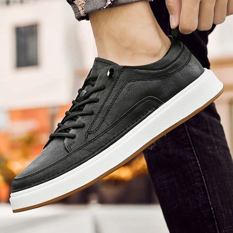 Kairo — Genuine Leather Sneakers with Cushioned Comfort (Khaki 6) - | Zavonix