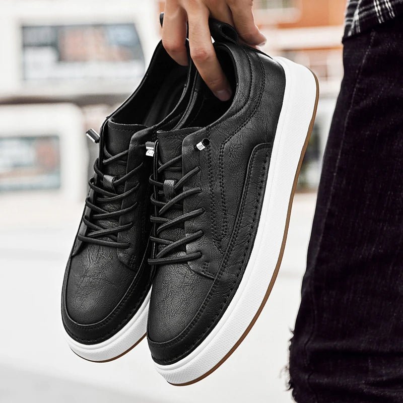 Kairo — Genuine Leather Sneakers with Cushioned Comfort (Khaki 6) - | Zavonix