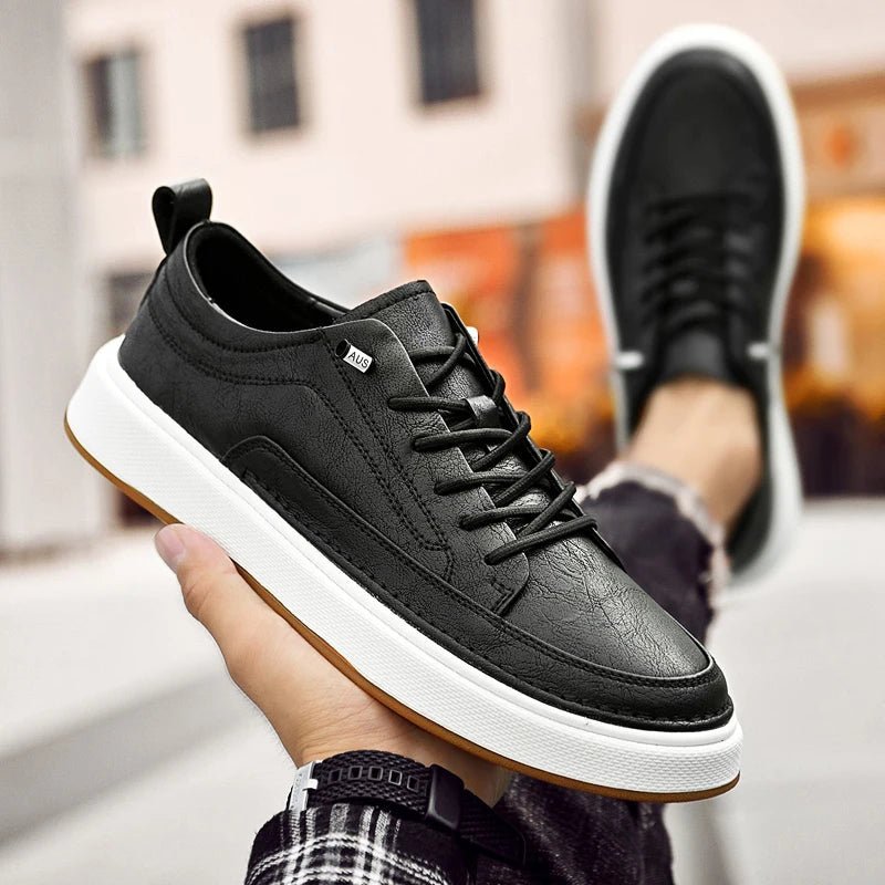 Kairo — Genuine Leather Sneakers with Cushioned Comfort (Khaki 6) - | Zavonix