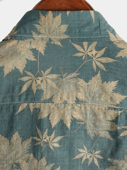 Kairo — Men's Lightweight Cotton Viscose Summer Shirt with Leaf Pattern (S ) - | Zavonix