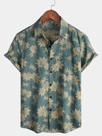 Kairo — Men's Lightweight Cotton Viscose Summer Shirt with Leaf Pattern (S ) - | Zavonix
