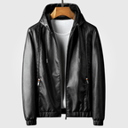 Kairo — Premium Leather Hoodie with Adjustable Fit and Lined Interior (Black XS) - | Zavonix