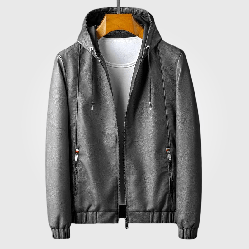 Kairo — Premium Leather Hoodie with Adjustable Fit and Lined Interior (Brown XS) - | Zavonix