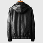 Kairo — Premium Leather Hoodie with Adjustable Fit and Lined Interior (Black XS) - | Zavonix