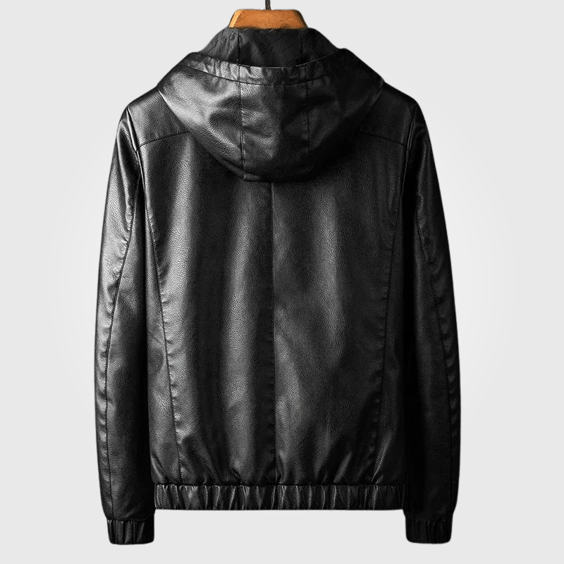 Kairo — Premium Leather Hoodie with Adjustable Fit and Lined Interior (Black XS) - | Zavonix