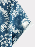 Kairos — Men’s Navy Blue Hawaiian Shirt with Button - Up Design (S ) - short | Zavonix