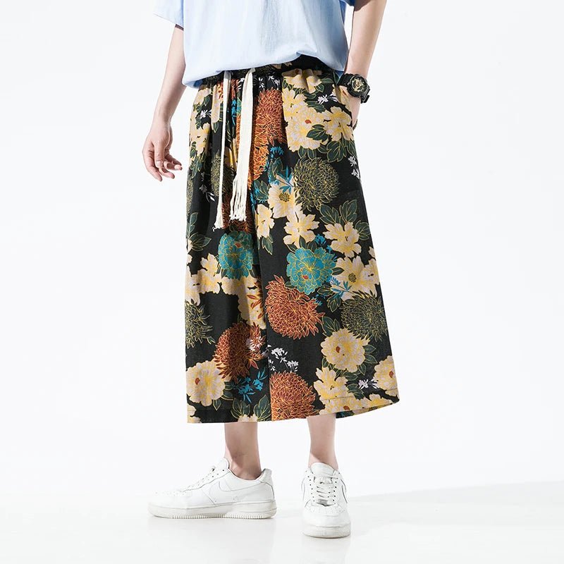 Kaito Botanico Wide Leg Pants (Black S) - Wide leg pants | Zavonix