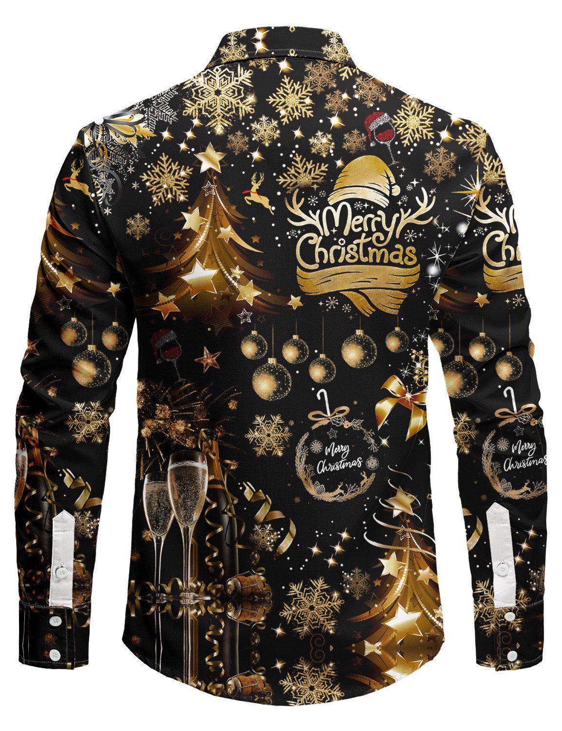 Kallanex — Men’s Stretch Long - Sleeve Christmas Shirt (Black S) - xmas | Zavonix