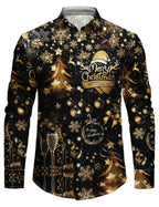 Kallanex — Men’s Stretch Long - Sleeve Christmas Shirt (Black S) - xmas | Zavonix