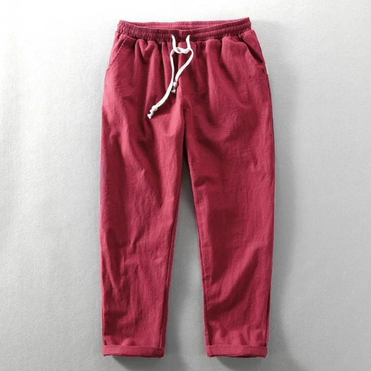 Karyo — Cotton Linen Breathable Trousers with Minimalist Fit - Zavonix
