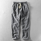 Karyo — Cotton Linen Breathable Trousers with Minimalist Fit (Dark Gray 3XL) - | Zavonix