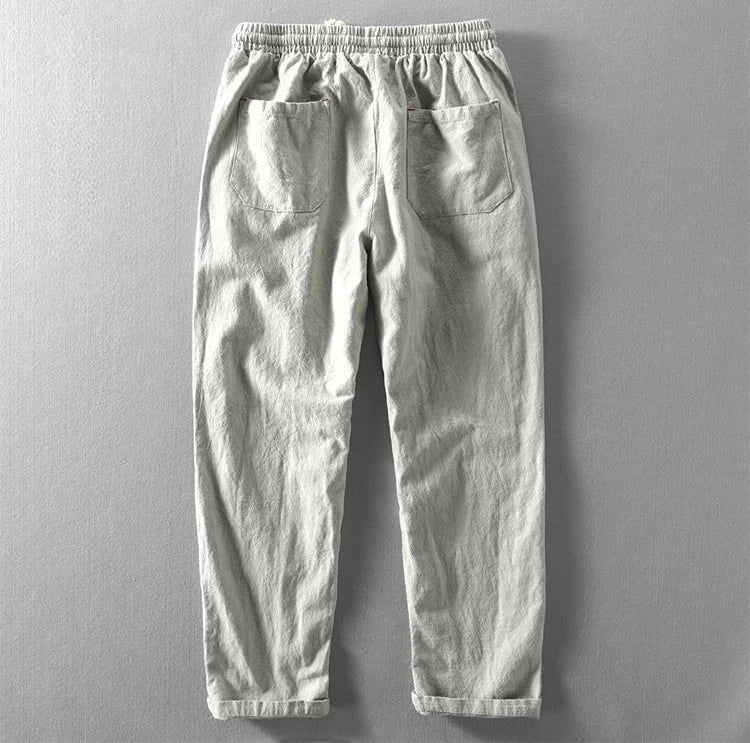 Karyo — Cotton Linen Breathable Trousers with Minimalist Fit (Dark Gray 3XL) - | Zavonix
