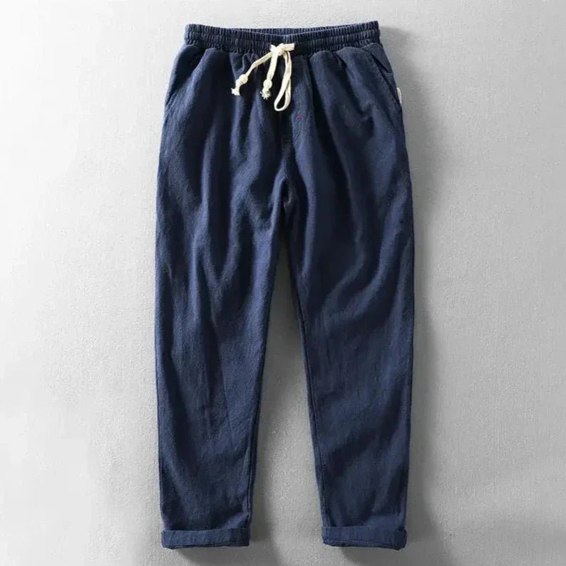 Karyo — Cotton Linen Breathable Trousers with Minimalist Fit (Dark Gray 3XL) - | Zavonix