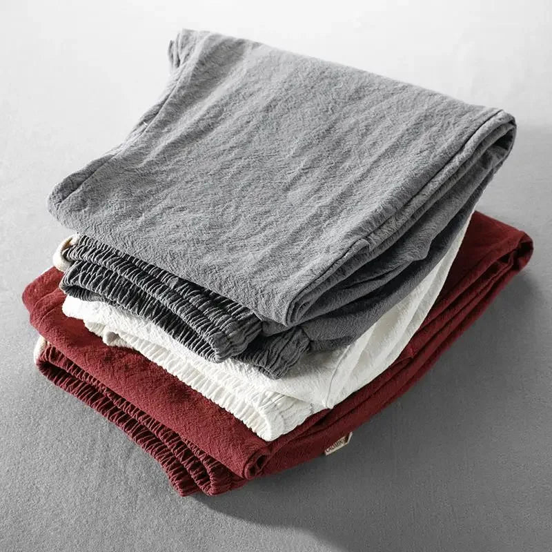 Karyo — Cotton Linen Breathable Trousers with Minimalist Fit (Dark Gray 3XL) - | Zavonix
