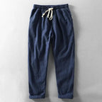 Karyo — Cotton Linen Breathable Trousers with Minimalist Fit (Navy 3XL) - | Zavonix