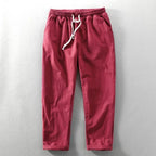 Karyo — Cotton Linen Breathable Trousers with Minimalist Fit (Red 3XL) - | Zavonix