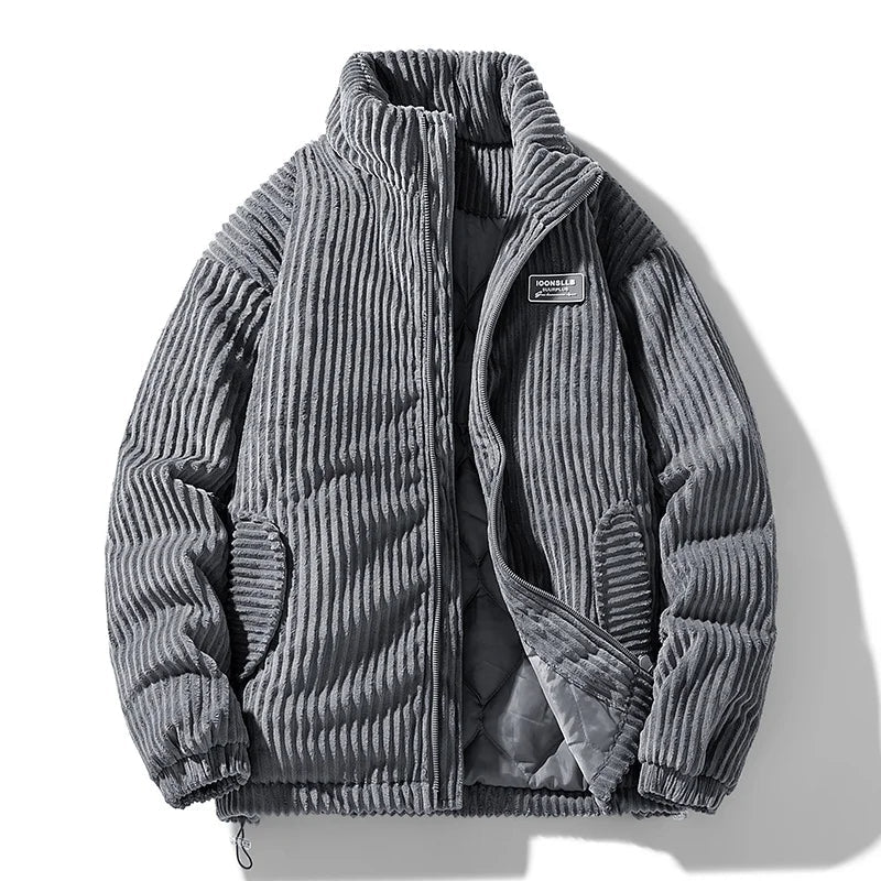 Kendall Quilted Velvet Corduroy Jacket (Gray S) - | Zavonix