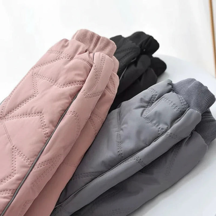 Pink, black, and gray quilted kids&