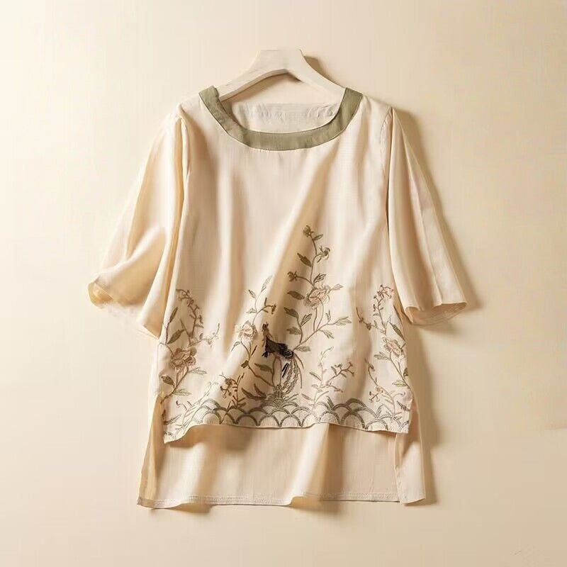 KIM LINEN BLOUSE (Beige XS) - | Zavonix