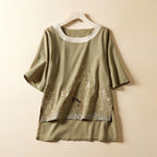 KIM LINEN BLOUSE (Khaki XS) - | Zavonix