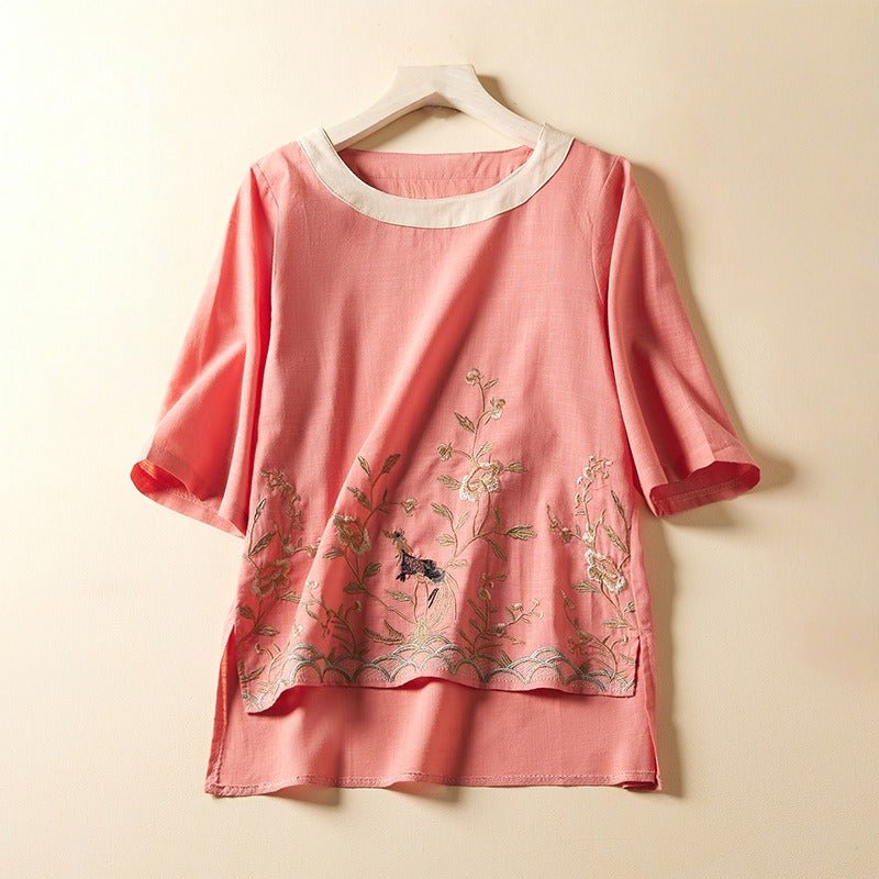KIM LINEN BLOUSE (Pink XS) - | Zavonix