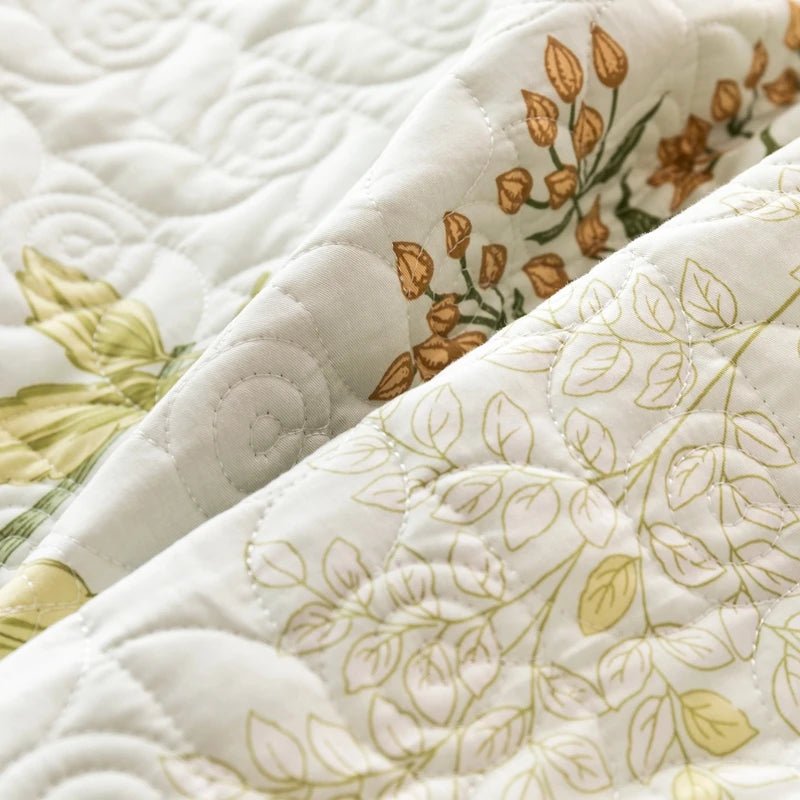 King Size Botanical Quilt Set – Lightweight 100% Cotton, Cooling Fabric for Stylish Bedroom Décor 7