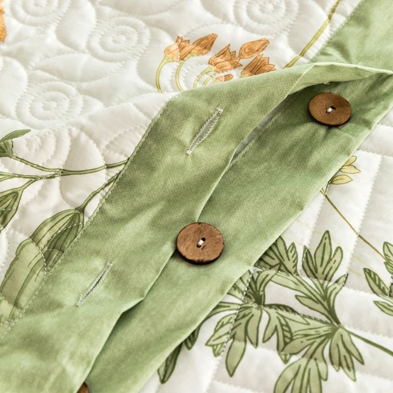 King Size Botanical Quilt Set – Lightweight 100% Cotton, Cooling Fabric for Stylish Bedroom Décor 4