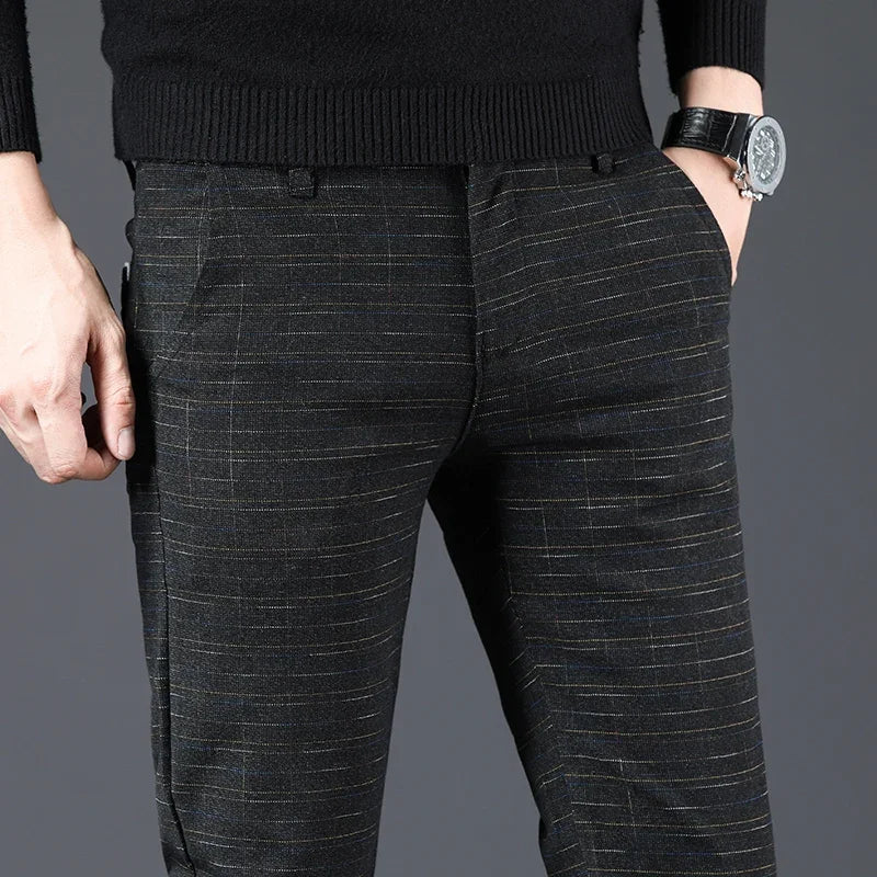 Kivo SlimFit — Warm Cotton Blend Slim Fit Pants with Stretch (Black XS (28 - 29)) - | Zavonix