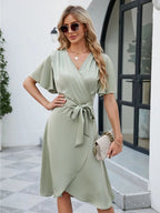 Knee - Length Summer V - Neck™ — Effortless Comfort That Turns Every Head Your Way (Light Green S) - | Zavonix