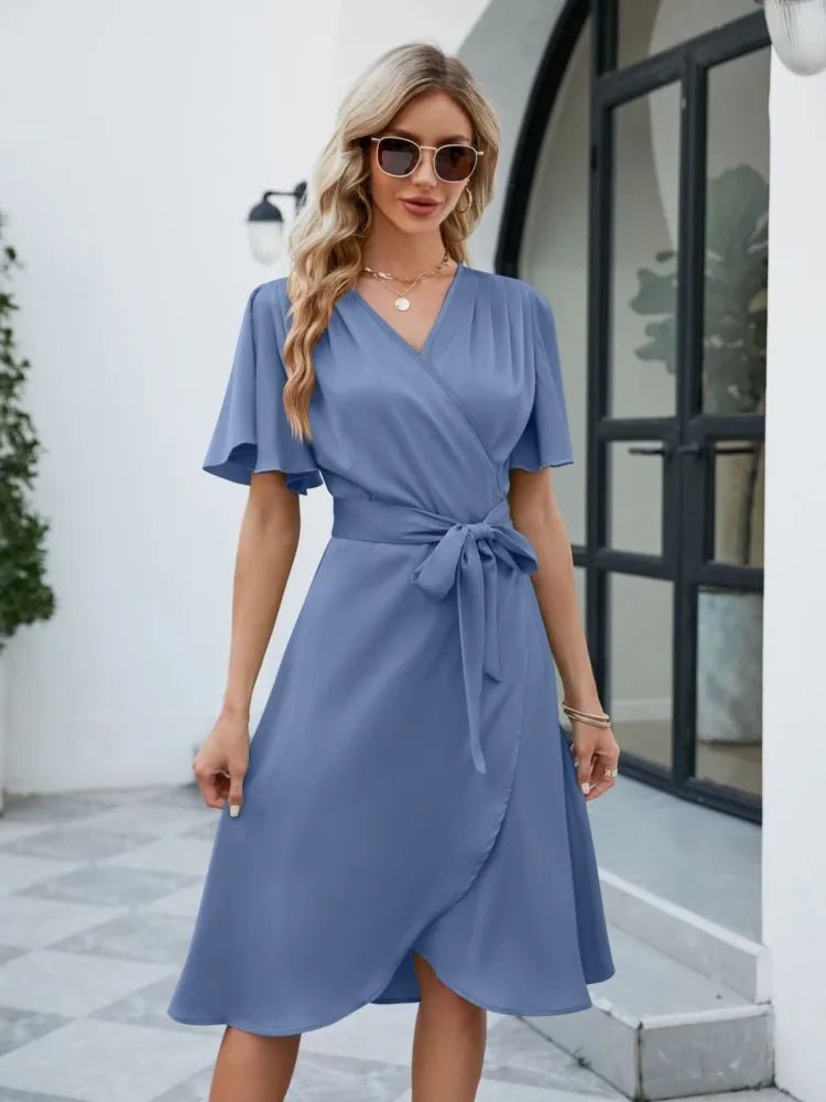 Knee - Length Summer V - Neck™ — Effortless Comfort That Turns Every Head Your Way (Pink M) - | Zavonix