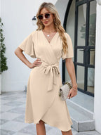 Knee - Length Summer V - Neck™ — Effortless Comfort That Turns Every Head Your Way (APRICOT M) - | Zavonix