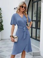 Knee - Length Summer V - Neck™ — Effortless Comfort That Turns Every Head Your Way (APRICOT M) - | Zavonix
