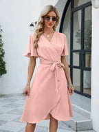 Knee - Length Summer V - Neck™ — Effortless Comfort That Turns Every Head Your Way (APRICOT M) - | Zavonix