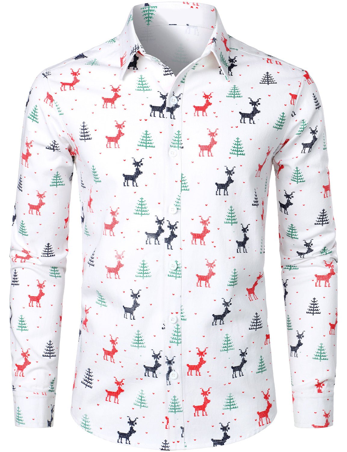 Kylan — Men’s Lightweight Cotton Long Sleeve Shirt for Holidays (White S) - xmas | Zavonix