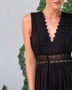 Lace V - neck tank gown (Black UK8 (S)) - Dresses | Zavonix