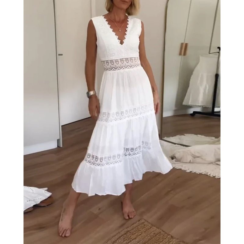 Lace V - neck tank gown (Black UK8 (S)) - Dresses | Zavonix