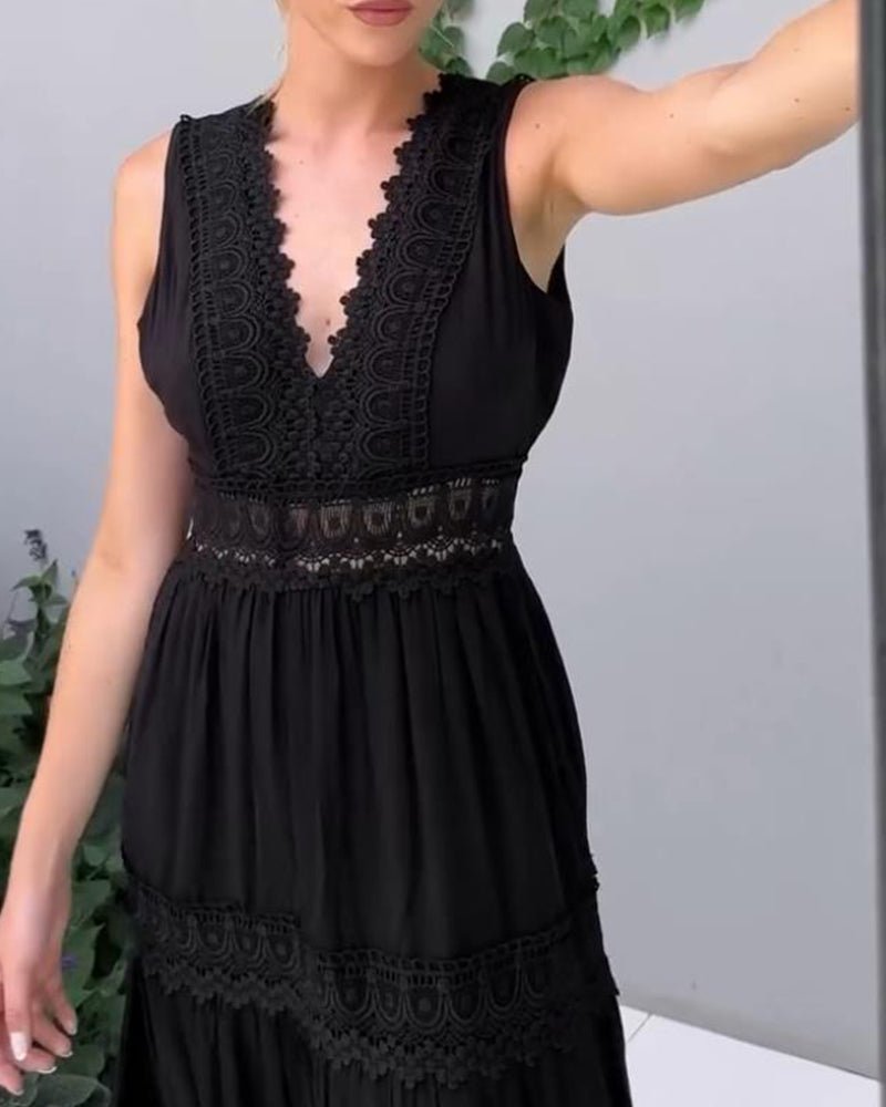 Lace V - neck tank gown (White UK8 (S)) - Dresses | Zavonix