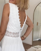 Lace V - neck tank gown (White UK8 (S)) - Dresses | Zavonix