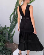 Lace V - neck tank gown (White UK8 (S)) - Dresses | Zavonix