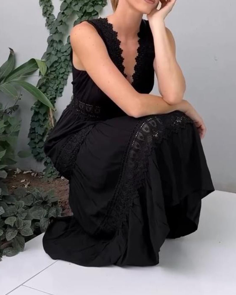Lace V - neck tank gown (White UK8 (S)) - Dresses | Zavonix