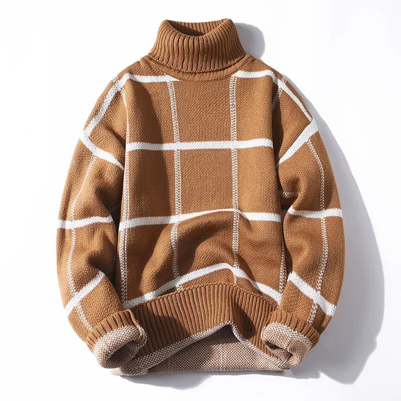 Landen Sweater — Cozy Check Pattern Pullover with Plush Fabric (Black S) - | Zavonix