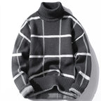 Landen Sweater — Cozy Check Pattern Pullover with Plush Fabric (Dark Gray S) - | Zavonix